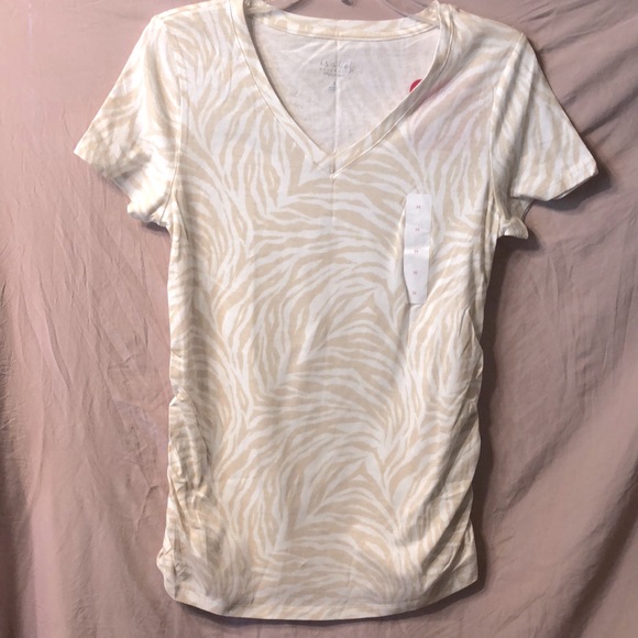 Isabel Maternity Cream and Off White TShirt, Size Small Maternity Top, Nwt - Picture 1 of 2